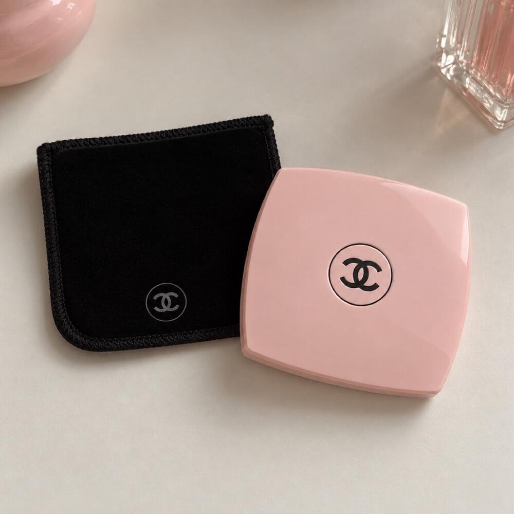 Chanel pink compact double mirror